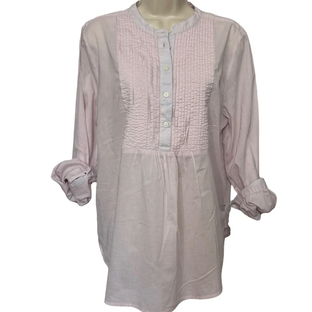 J. Crew Light Pink Pintuck Popover Blouse